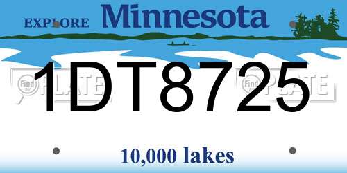 1DT8725 Minnesota License Plate