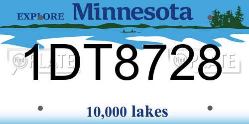 1DT8728 Minnesota License Plate