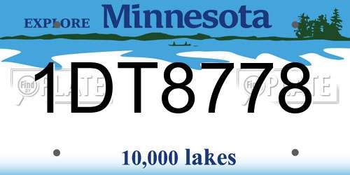 1DT8778 Minnesota License Plate