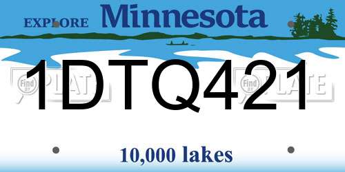 1DTQ421 Minnesota License Plate