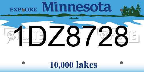 1DZ8728 Minnesota License Plate