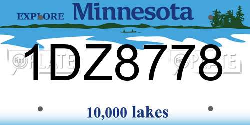1DZ8778 Minnesota License Plate