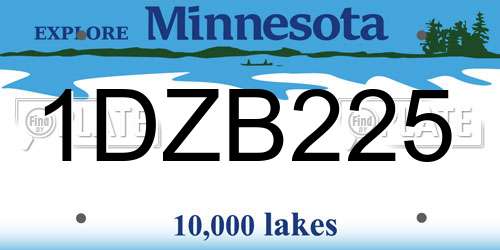 1DZB225 Minnesota License Plate