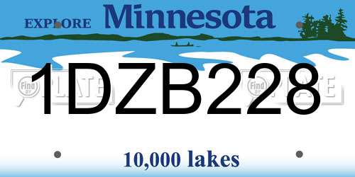 1DZB228 Minnesota License Plate