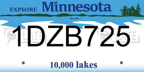 1DZB725 Minnesota License Plate