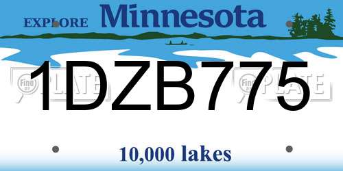 1DZB775 Minnesota License Plate