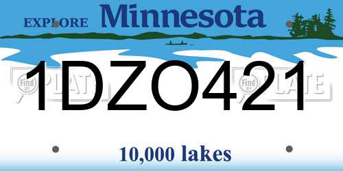 1DZO421 Minnesota License Plate