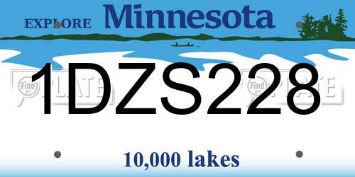 1DZS228 Minnesota License Plate