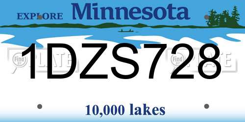 1DZS728 Minnesota License Plate