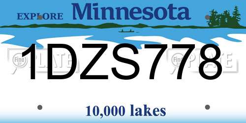 1DZS778 Minnesota License Plate