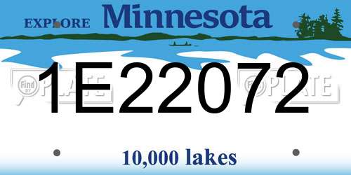 1E22072 Minnesota License Plate