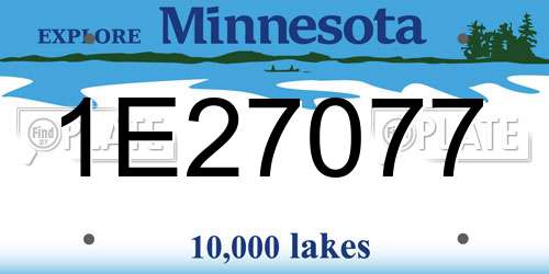 1E27077 Minnesota License Plate