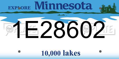 1E28602 Minnesota License Plate
