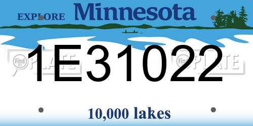 1E31022 Minnesota License Plate