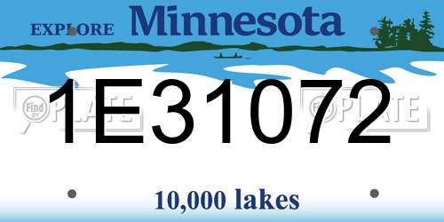 1E31072 Minnesota License Plate
