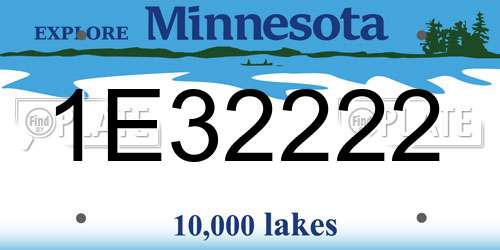 1E32222 Minnesota License Plate