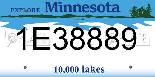 1E38889 Minnesota License Plate