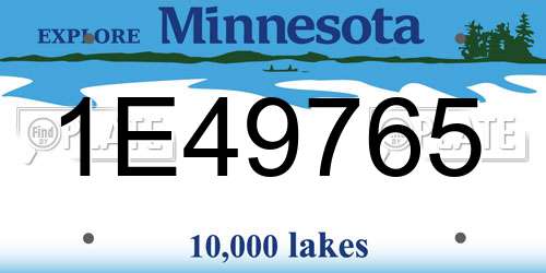 1E49765 Minnesota License Plate