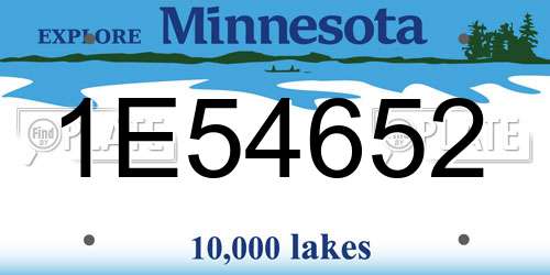 1E54652 Minnesota License Plate