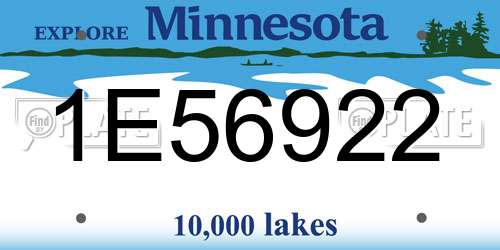 1E56922 Minnesota License Plate