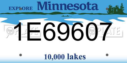 1E69607 Minnesota License Plate