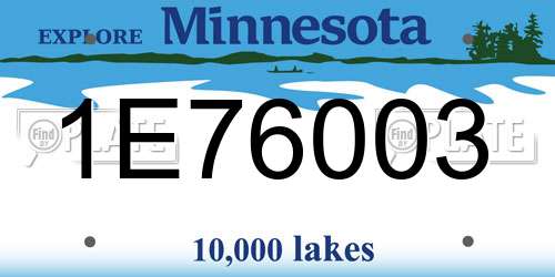 1E76003 Minnesota License Plate