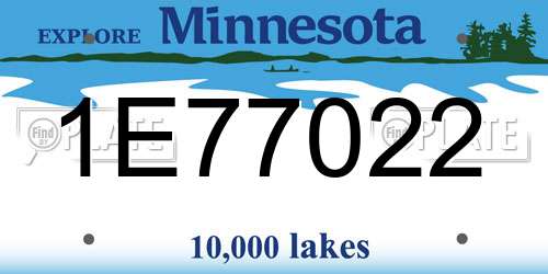 1E77022 Minnesota License Plate