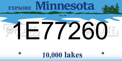 1E77260 Minnesota License Plate
