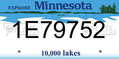 1E79752 Minnesota License Plate