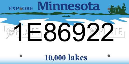 1E86922 Minnesota License Plate