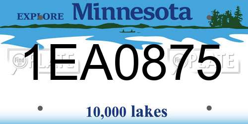 1EA0875 Minnesota License Plate