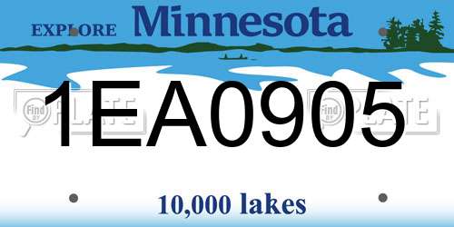 1EA0905 Minnesota License Plate