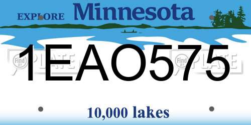 1EAO575 Minnesota License Plate