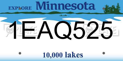 1EAQ525 Minnesota License Plate