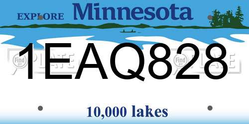 1EAQ828 Minnesota License Plate