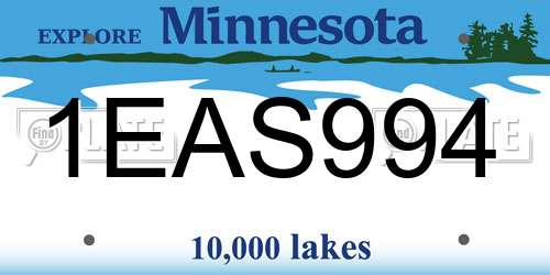 1EAS994 Minnesota License Plate