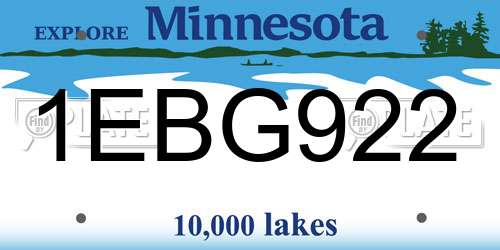 1EBG922 Minnesota License Plate