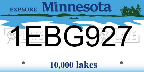 1EBG927 Minnesota License Plate
