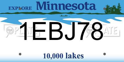 1EBJ78 Minnesota License Plate