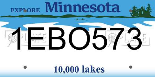 1EBO573 Minnesota License Plate