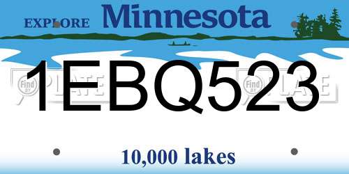 1EBQ523 Minnesota License Plate