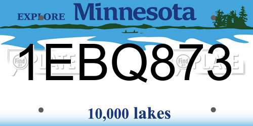1EBQ873 Minnesota License Plate
