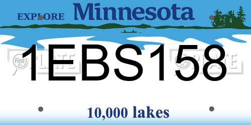 1EBS158 Minnesota License Plate
