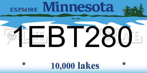 1EBT280 Minnesota License Plate