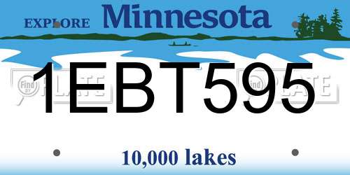 1EBT595 Minnesota License Plate