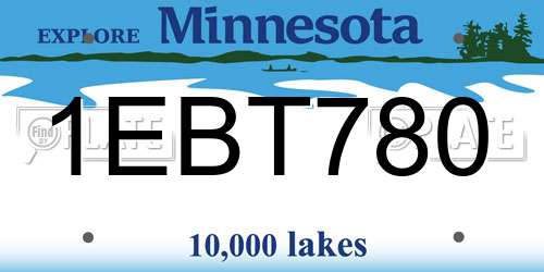 1EBT780 Minnesota License Plate