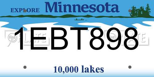 1EBT898 Minnesota License Plate