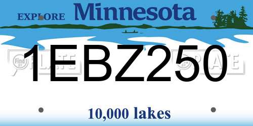 1EBZ250 Minnesota License Plate