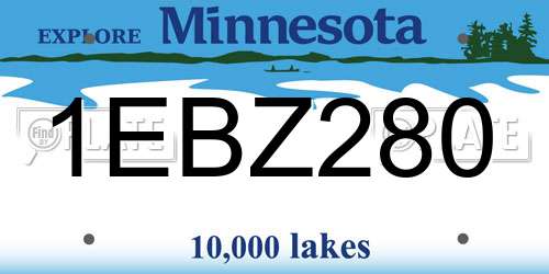 1EBZ280 Minnesota License Plate