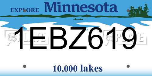 1EBZ619 Minnesota License Plate